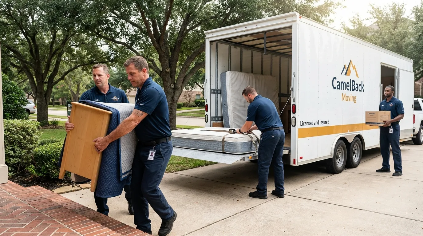 Crew loading residential truck for cross-state move from Pell City, AL