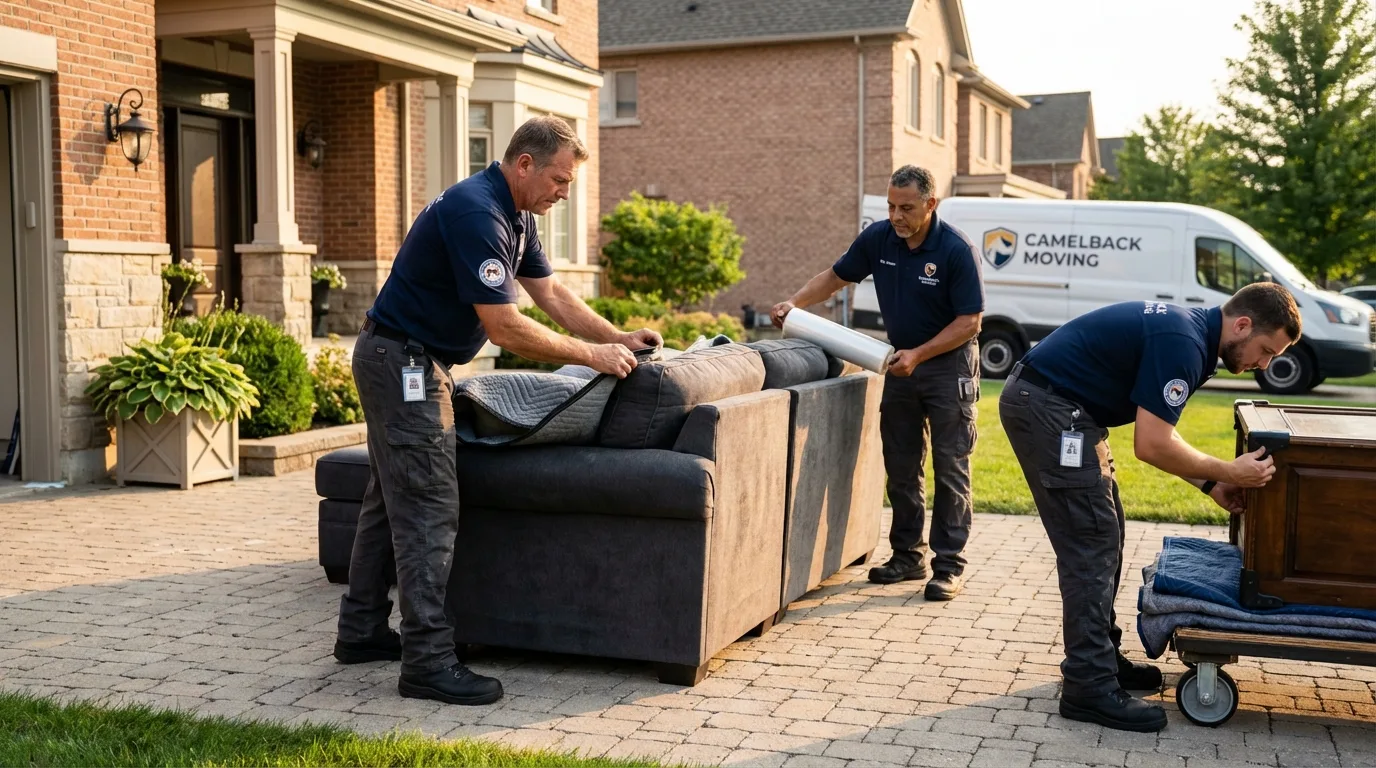 Large estate moving crew wrapping furniture in Pell City, AL